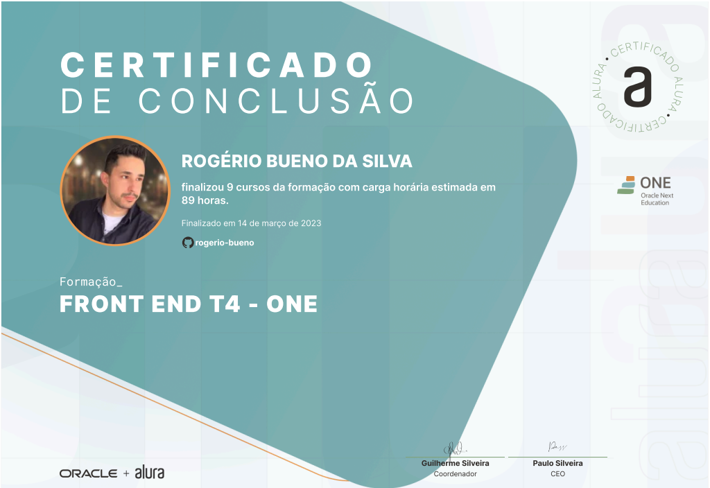 Imagem de certificado de curso de Front-end