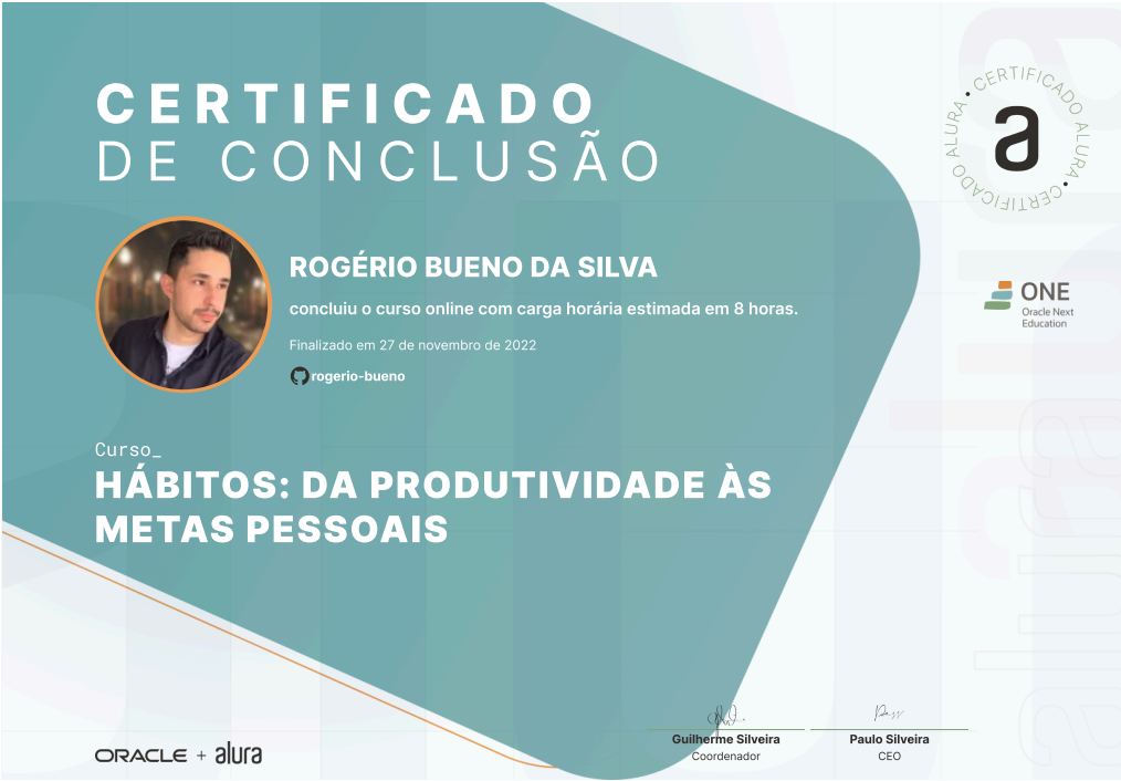 Imagem de certificado de curso de Hábitos